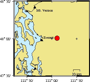 Map showing epicenter
