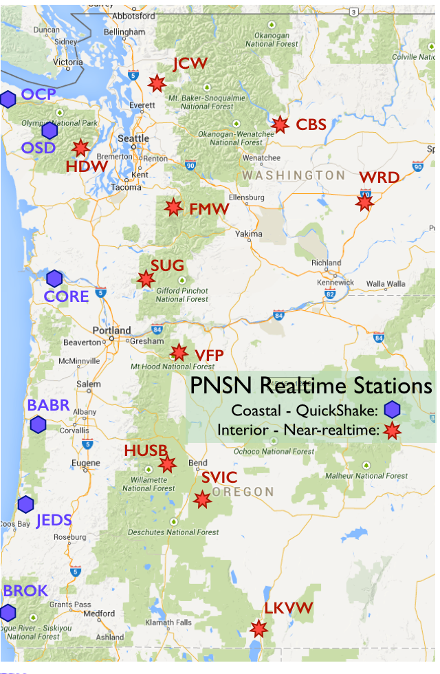 Realtime Maps Pacific Northwest Seismic Network